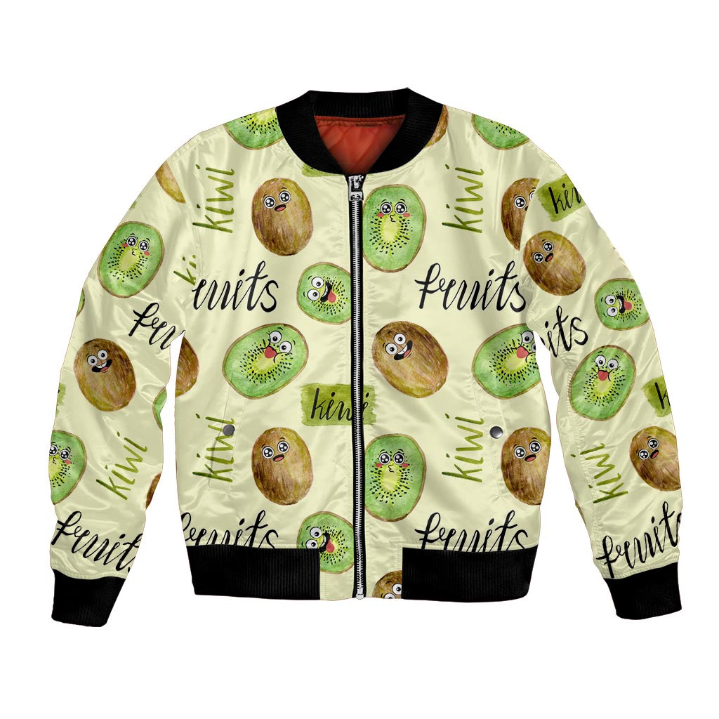 Kiwi Cute Humorous Bomber Jacket New Zealand Fruit