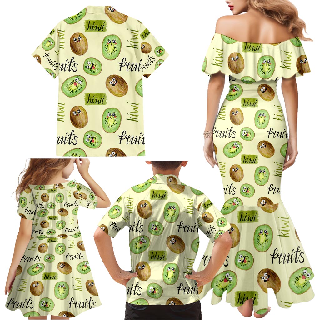 Kiwi Cute Humorous Family Matching Mermaid Dress and Hawaiian Shirt New Zealand Fruit