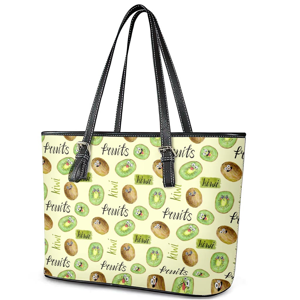 Kiwi Cute Humorous Leather Tote Bag New Zealand Fruit