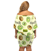 Kiwi Cute Humorous Off Shoulder Short Dress New Zealand Fruit