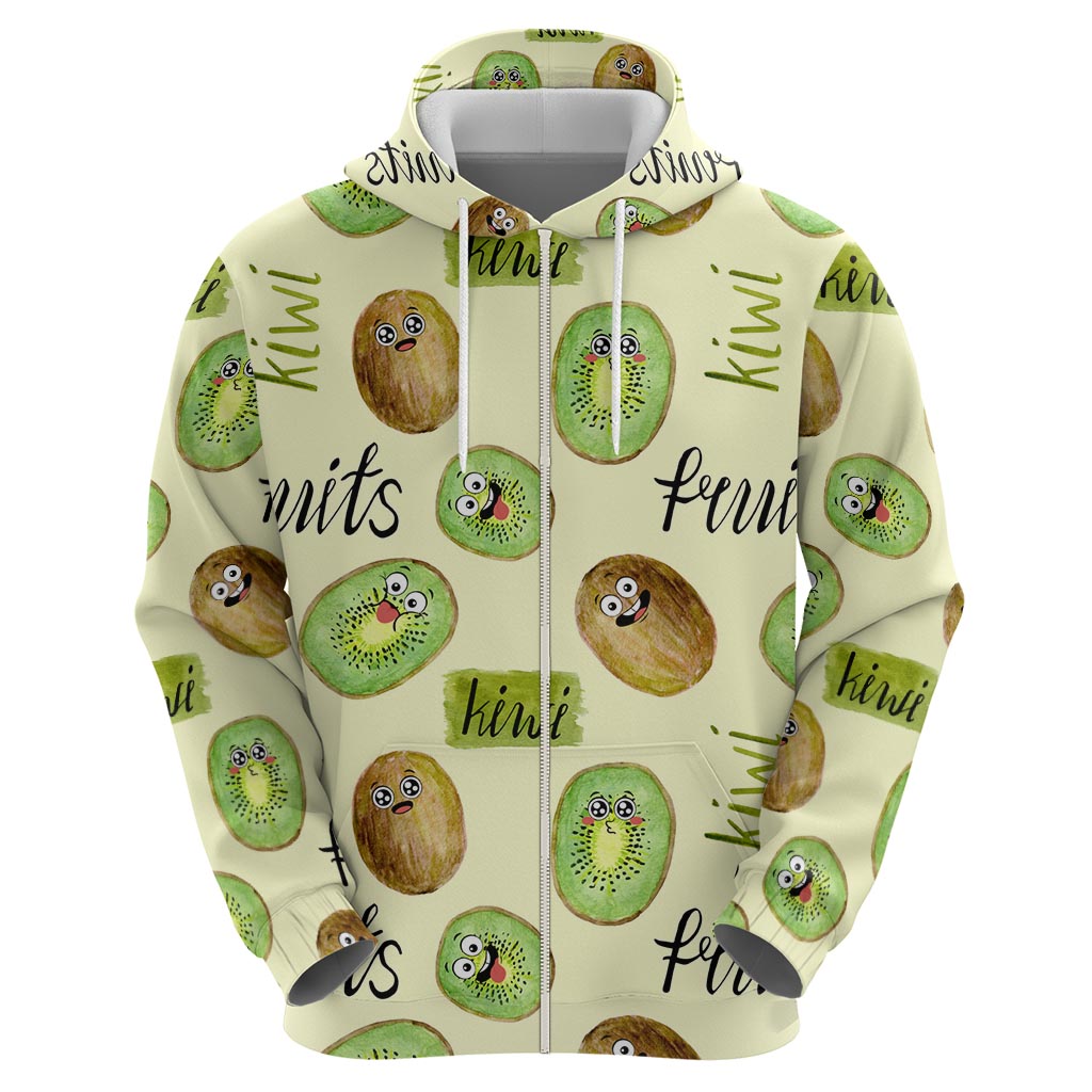 Kiwi Cute Humorous Zip Hoodie New Zealand Fruit