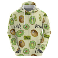 Kiwi Cute Humorous Zip Hoodie New Zealand Fruit