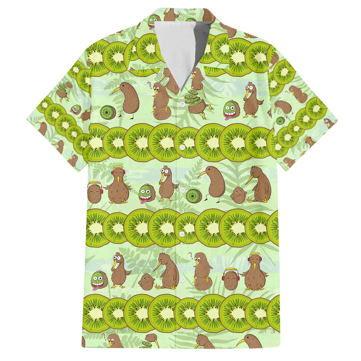 New Zealand Kiwi Fruit Witty Kiwi Bird Family Matching Off The Shoulder Long Sleeve Dress and Hawaiian Shirt