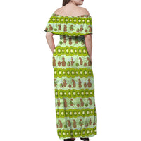 New Zealand Kiwi Fruit Witty Kiwi Bird Family Matching Off Shoulder Maxi Dress and Hawaiian Shirt