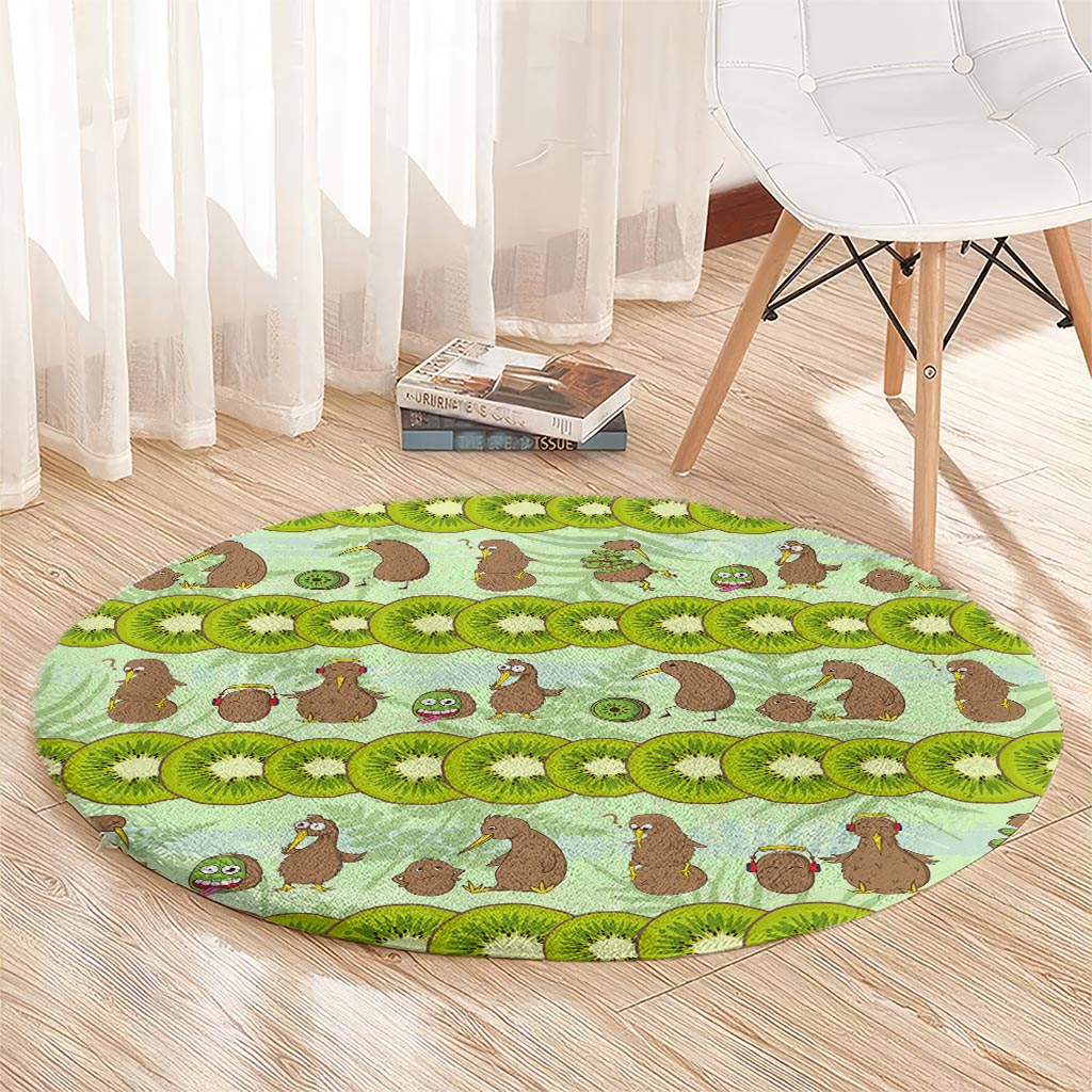 New Zealand Kiwi Fruit Witty Kiwi Bird Round Carpet