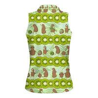 New Zealand Kiwi Fruit Witty Kiwi Bird Women Sleeveless Polo Shirt