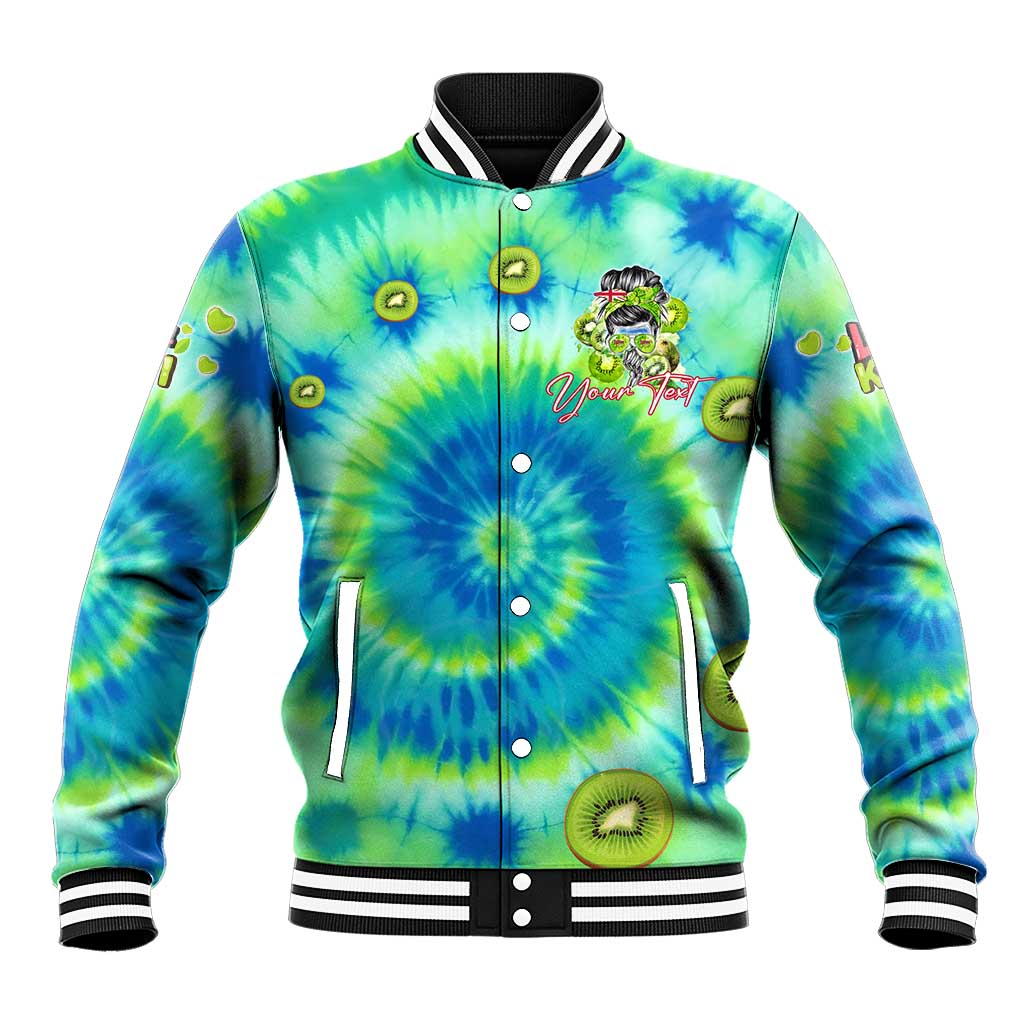 Just a Girl Who Loves Kiwis Baseball Jacket New Zealand Tie Dye DT02 Unisex Green - Polynesian Pride