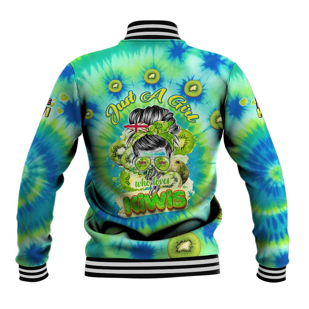 Just a Girl Who Loves Kiwis Baseball Jacket New Zealand Tie Dye DT02 - Polynesian Pride