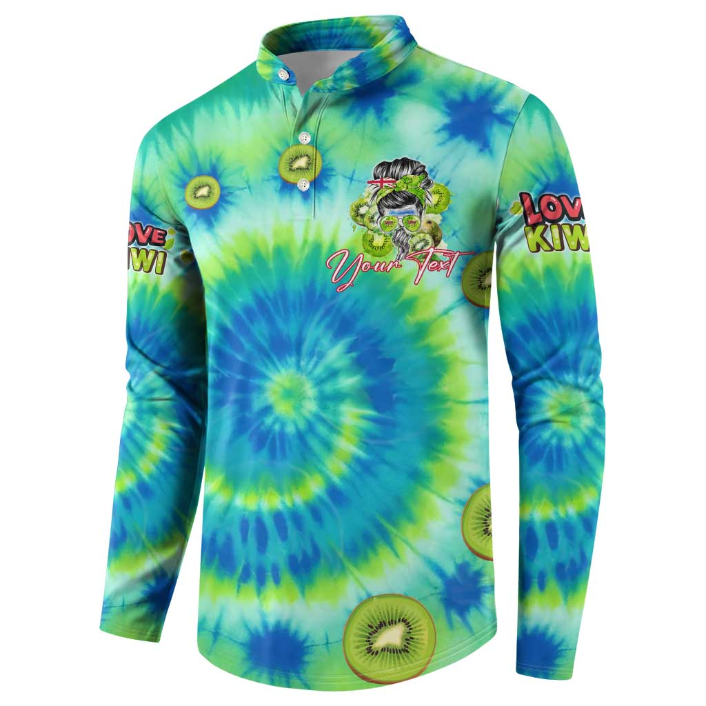 Just a Girl Who Loves Kiwis Button Sweatshirt New Zealand Tie Dye