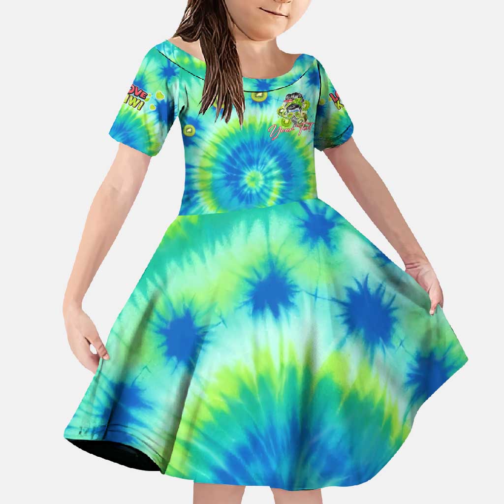 Just a Girl Who Loves Kiwis Family Matching Mermaid Dress and Hawaiian Shirt New Zealand Tie Dye