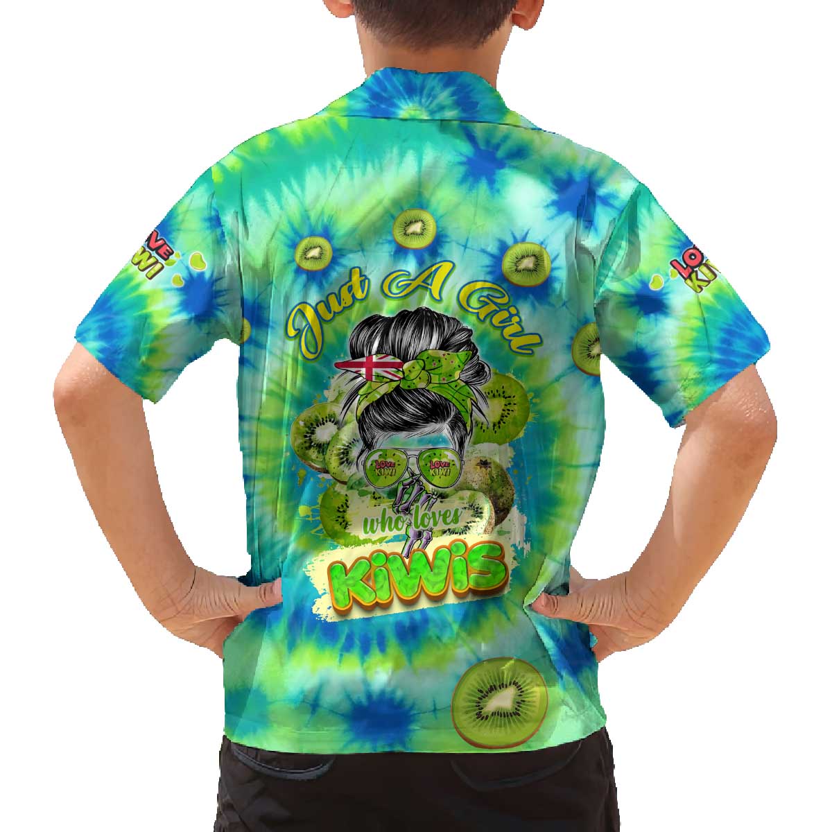 Just a Girl Who Loves Kiwis Family Matching Off Shoulder Short Dress and Hawaiian Shirt New Zealand Tie Dye DT02 - Polynesian Pride