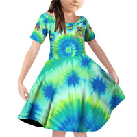 Just a Girl Who Loves Kiwis Family Matching Off Shoulder Short Dress and Hawaiian Shirt New Zealand Tie Dye DT02 Daughter's Dress Green - Polynesian Pride