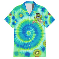 Just a Girl Who Loves Kiwis Family Matching Off Shoulder Short Dress and Hawaiian Shirt New Zealand Tie Dye DT02 Dad's Shirt - Short Sleeve Green - Polynesian Pride