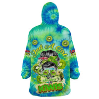 Just a Girl Who Loves Kiwis Wearable Blanket Hoodie New Zealand Tie Dye