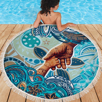 Hand In Hand Father's Day Polynesian Beach Blanket Tribal Flower Pattern