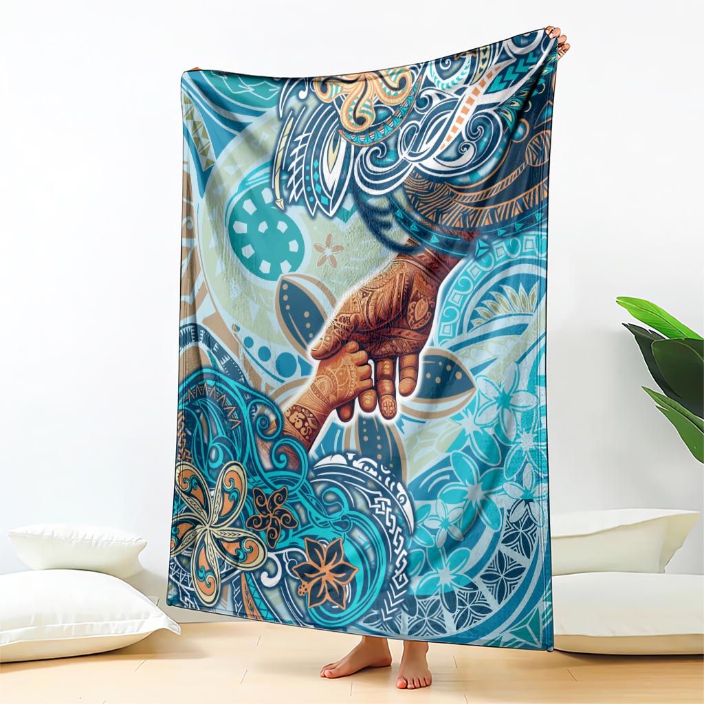 Hand In Hand Father's Day Polynesian Blanket Tribal Flower Pattern
