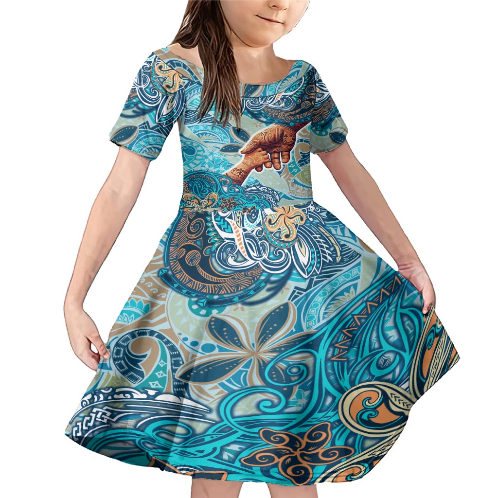 Hand In Hand Father's Day Polynesian Family Matching Mermaid Dress and Hawaiian Shirt Tribal Flower Pattern