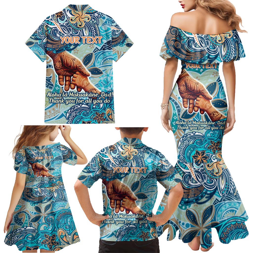 Hand In Hand Father's Day Polynesian Family Matching Mermaid Dress and Hawaiian Shirt Tribal Flower Pattern