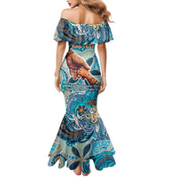 Hand In Hand Father's Day Polynesian Family Matching Mermaid Dress and Hawaiian Shirt Tribal Flower Pattern