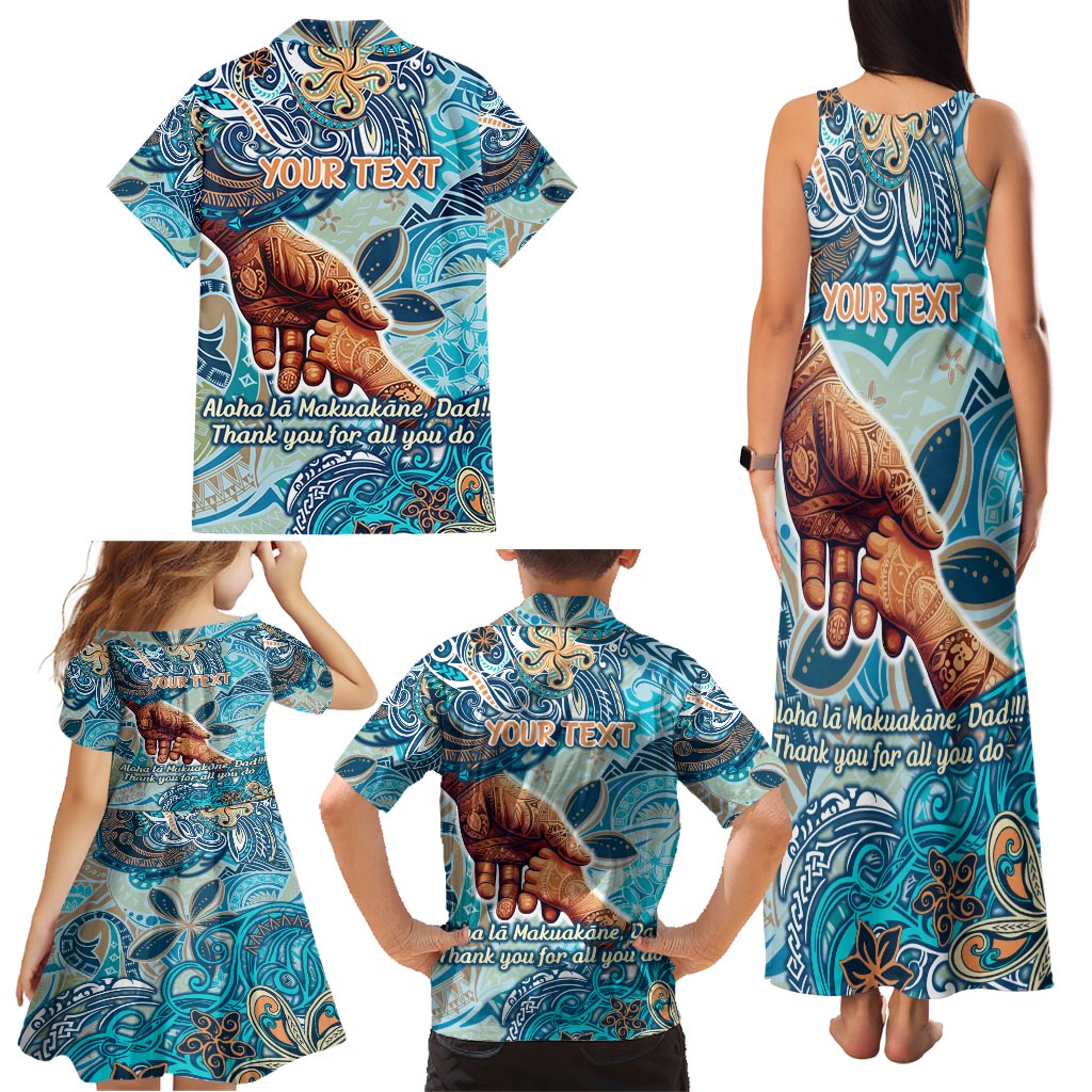 Hand In Hand Father's Day Polynesian Family Matching Tank Maxi Dress and Hawaiian Shirt Tribal Flower Pattern