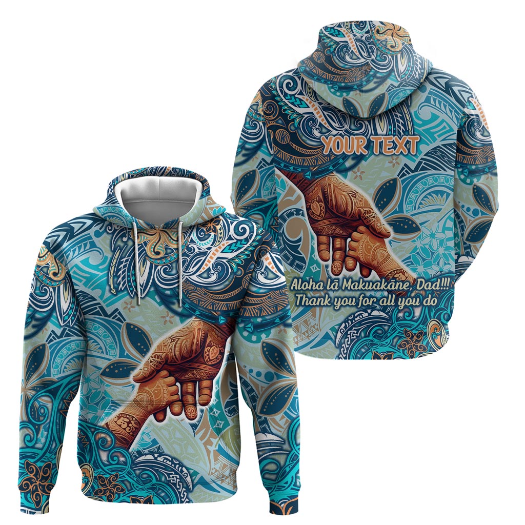 Hand In Hand Father's Day Polynesian Zip Hoodie Tribal Flower Pattern