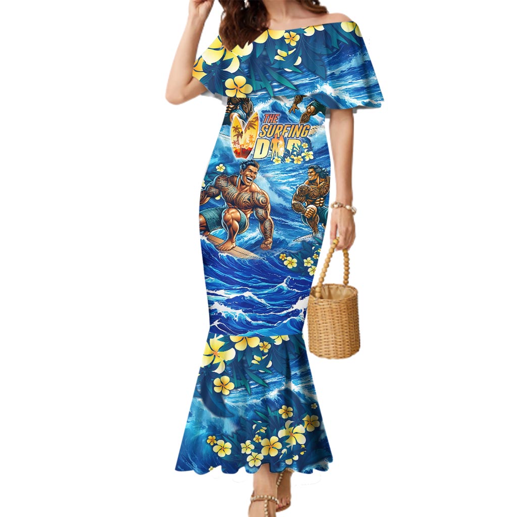 Hawaii Father's Day Family Matching Mermaid Dress and Hawaiian Shirt The Surfing Dad Polynesian Tattoo