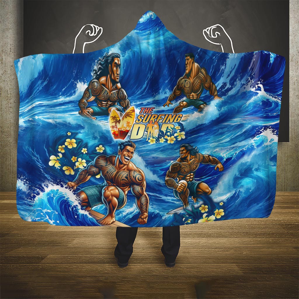 Hawaii Father's Day Hooded Blanket The Surfing Dad Polynesian Tattoo DT02 - Polynesian Pride