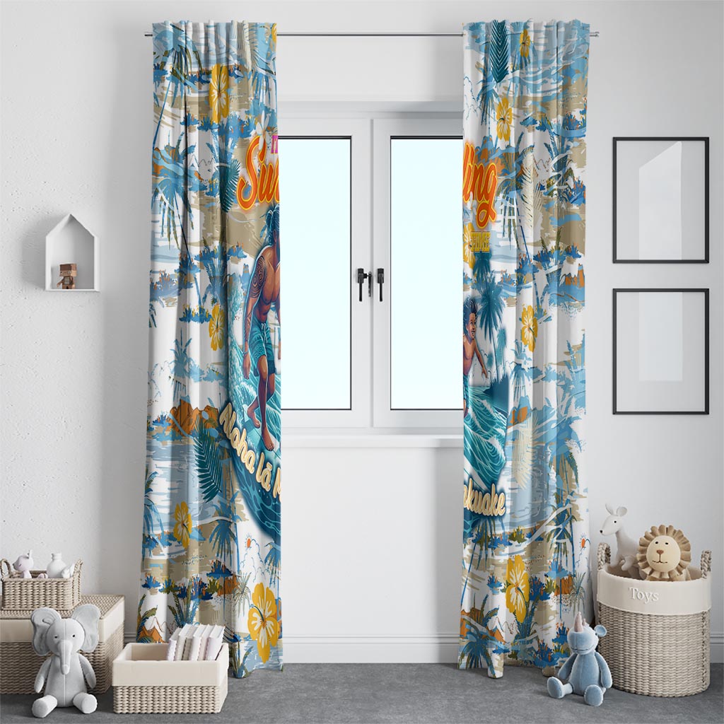 Hawaii Father's Day It's Surfing Time Window Curtain Aloha Lā Makuakane