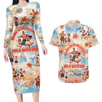 Hawaii Father's Day Couples Matching Long Sleeve Bodycon Dress and Hawaiian Shirt Hula With Dad