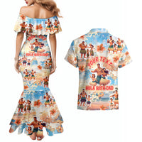 Hawaii Father's Day Couples Matching Mermaid Dress and Hawaiian Shirt Hula With Dad