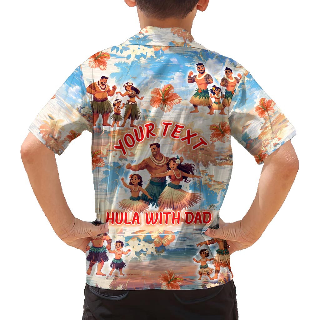 Hawaii Father's Day Family Matching Long Sleeve Bodycon Dress and Hawaiian Shirt Hula With Dad