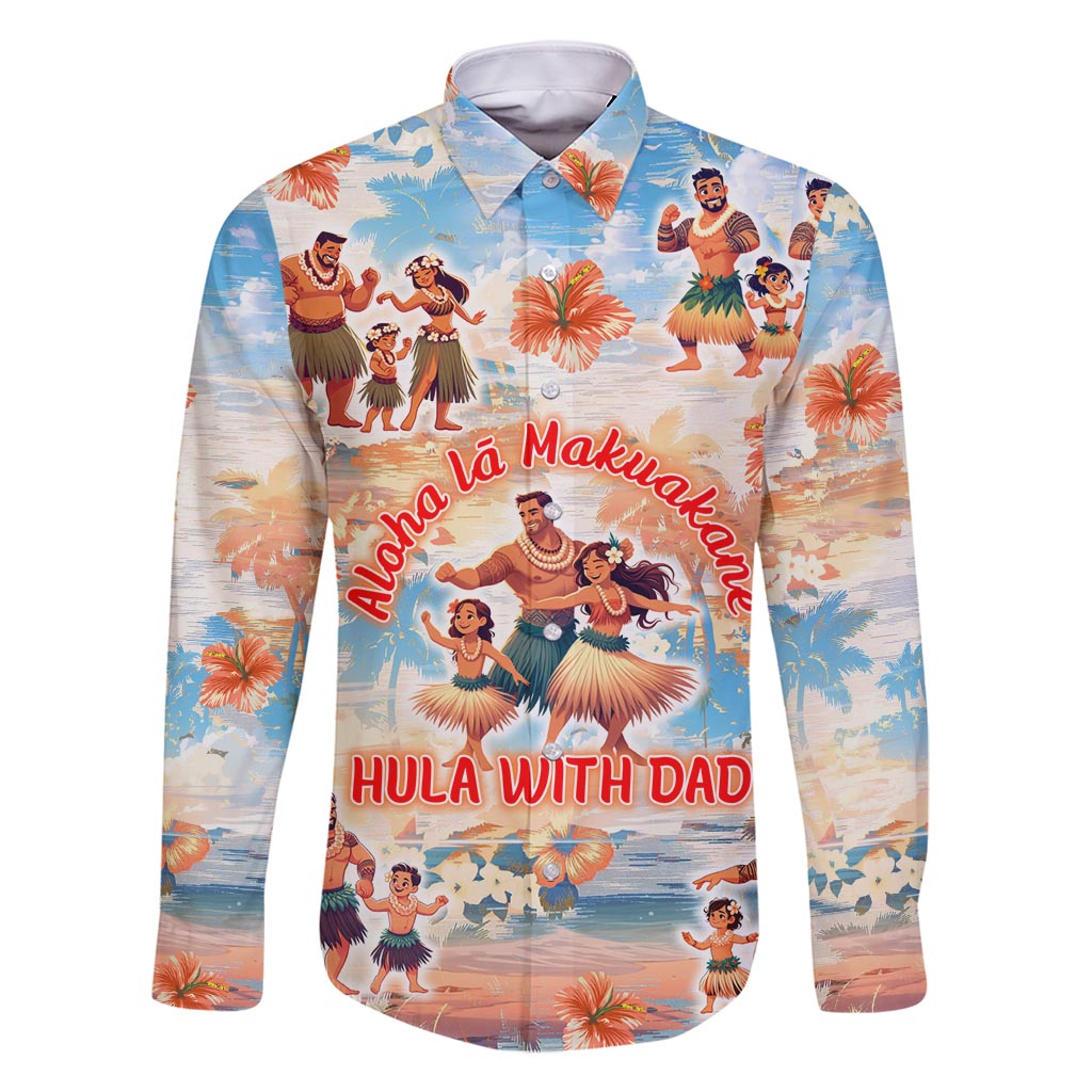 Hawaii Father's Day Family Matching Off Shoulder Short Dress and Hawaiian Shirt Hula With Dad