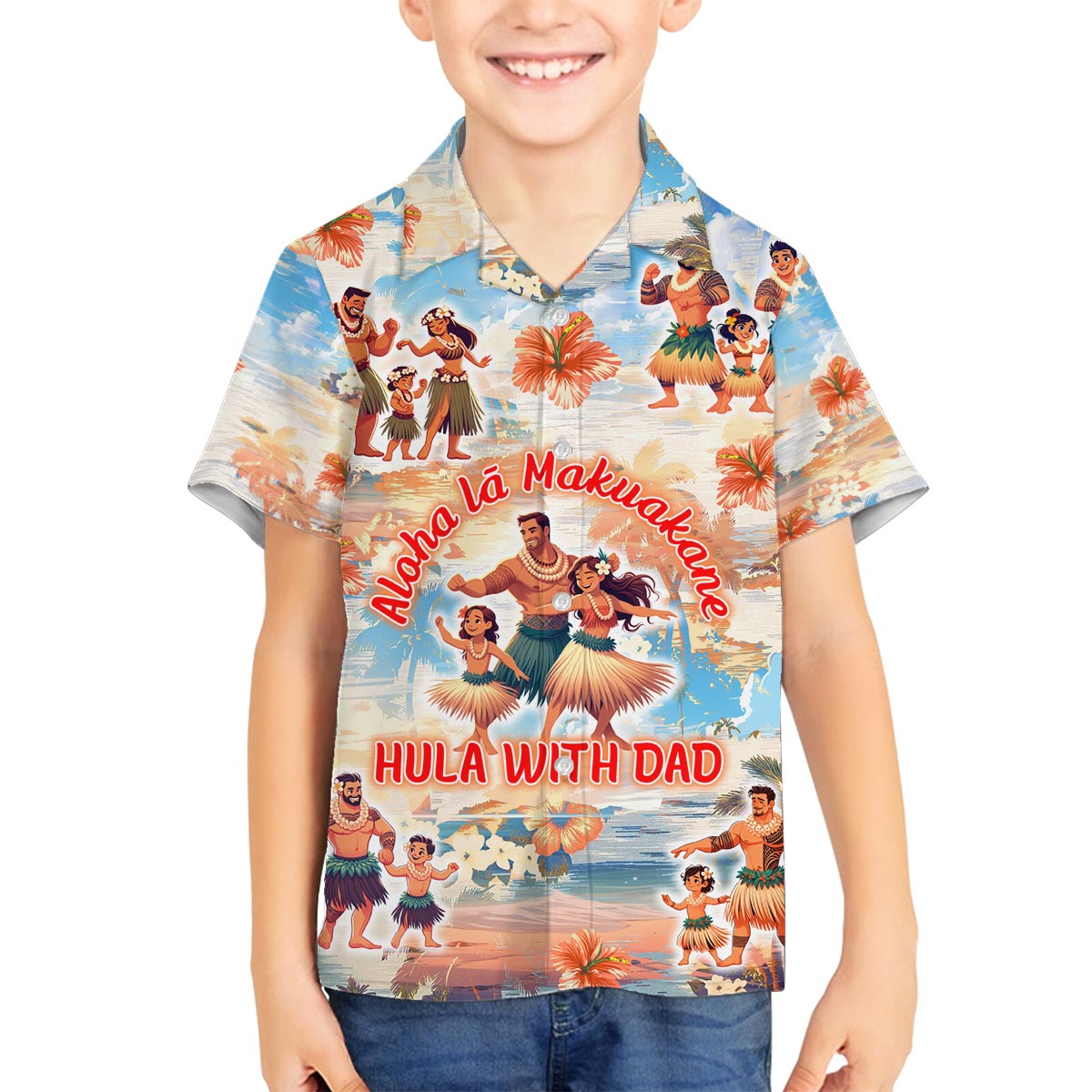 Hawaii Father's Day Family Matching Puletasi and Hawaiian Shirt Hula With Dad