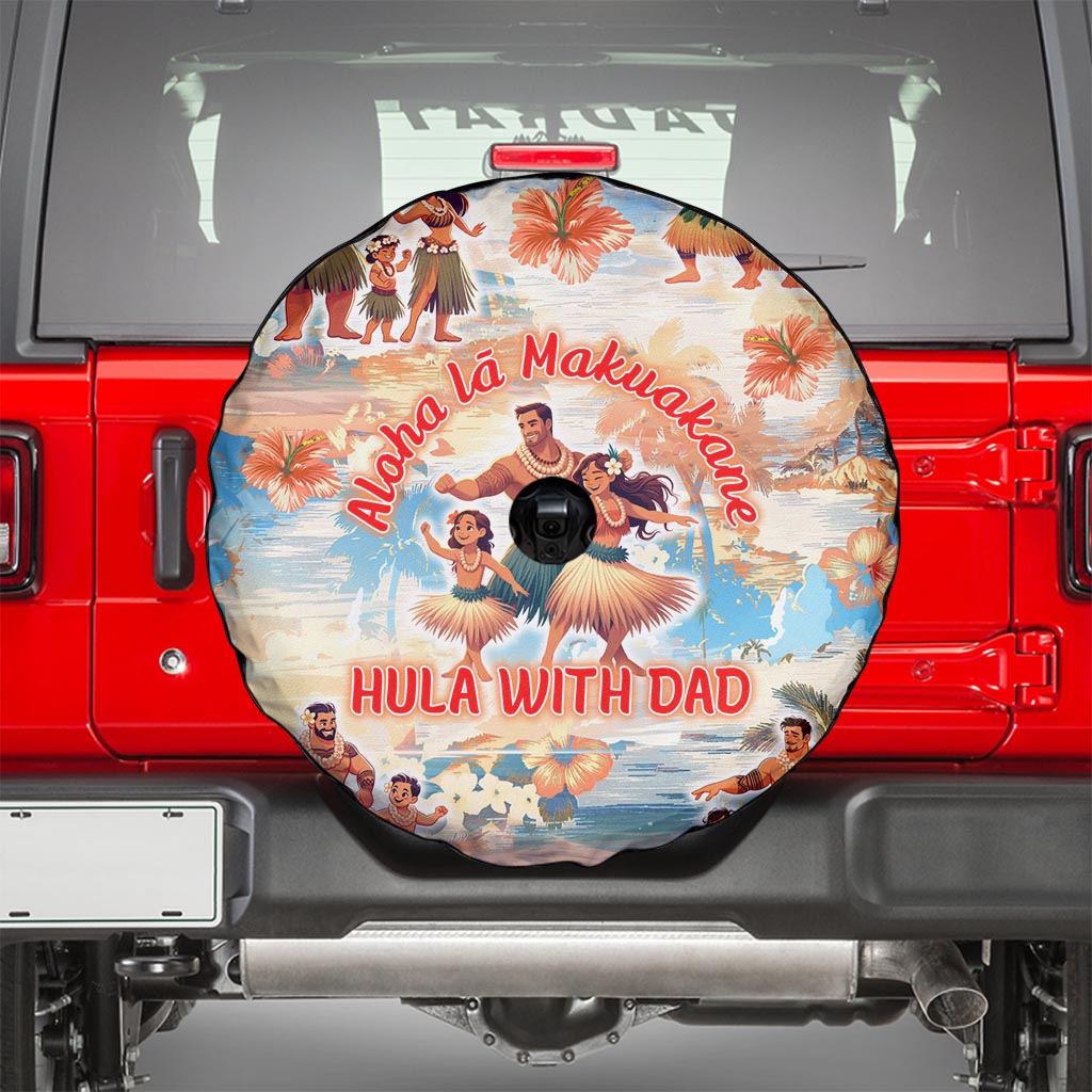 Hawaii Father's Day Spare Tire Cover Hula With Dad