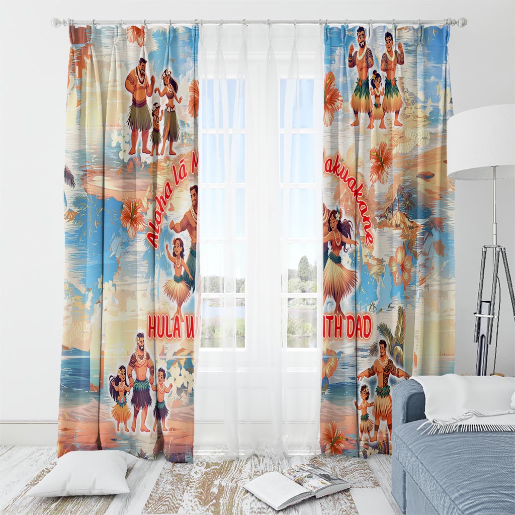 Hawaii Father's Day Window Curtain Hula With Dad