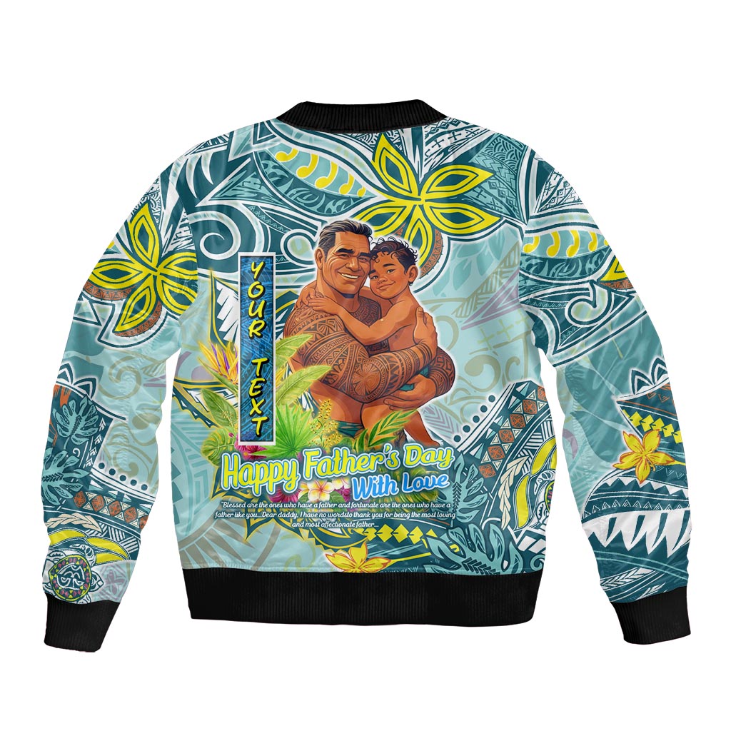 Palau Father's Day Polynesia Sleeve Zip Bomber Jacket Dad and Son