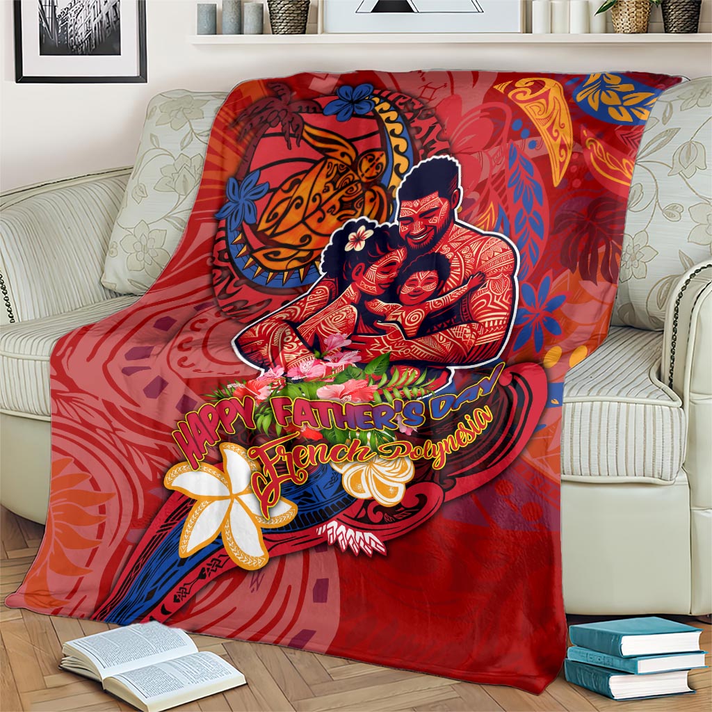 Happy Father's Day French Polynesia Blanket Family Turtle Hibiscus