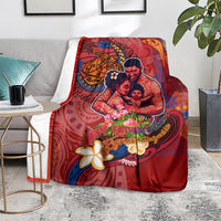 Happy Father's Day French Polynesia Blanket Family Turtle Hibiscus