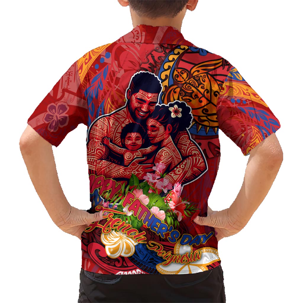 Happy Father's Day French Polynesia Kid Hawaiian Shirt Family Turtle Hibiscus