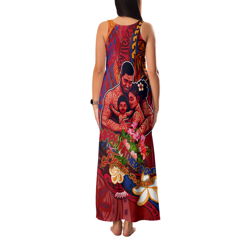 Happy Father's Day French Polynesia Tank Maxi Dress Family Turtle Hibiscus