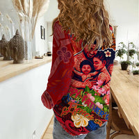 Happy Father's Day French Polynesia Women Casual Shirt Family Turtle Hibiscus