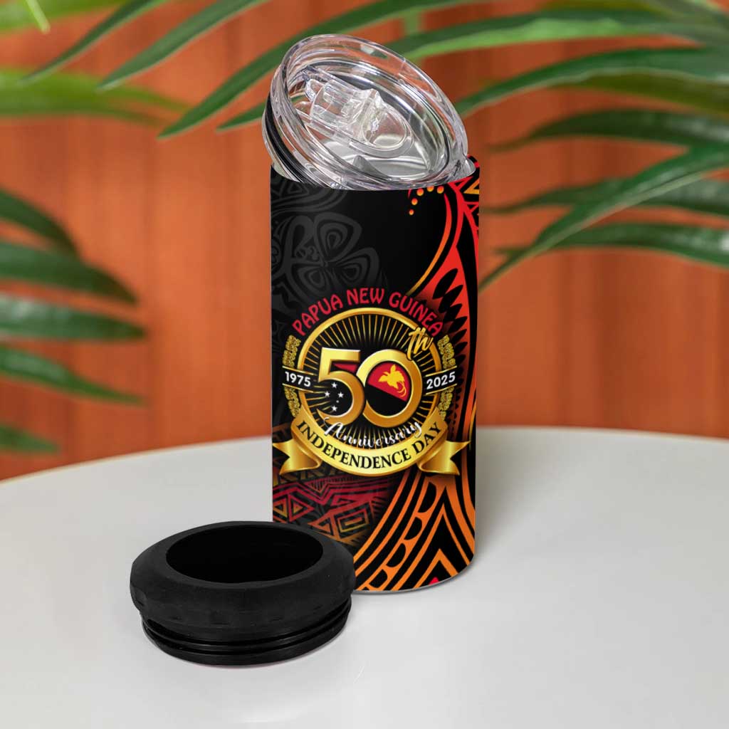 Papua New Guinea 50th Independence Day 4 in 1 Can Cooler Tumbler Culture Spirit and Sovereignty