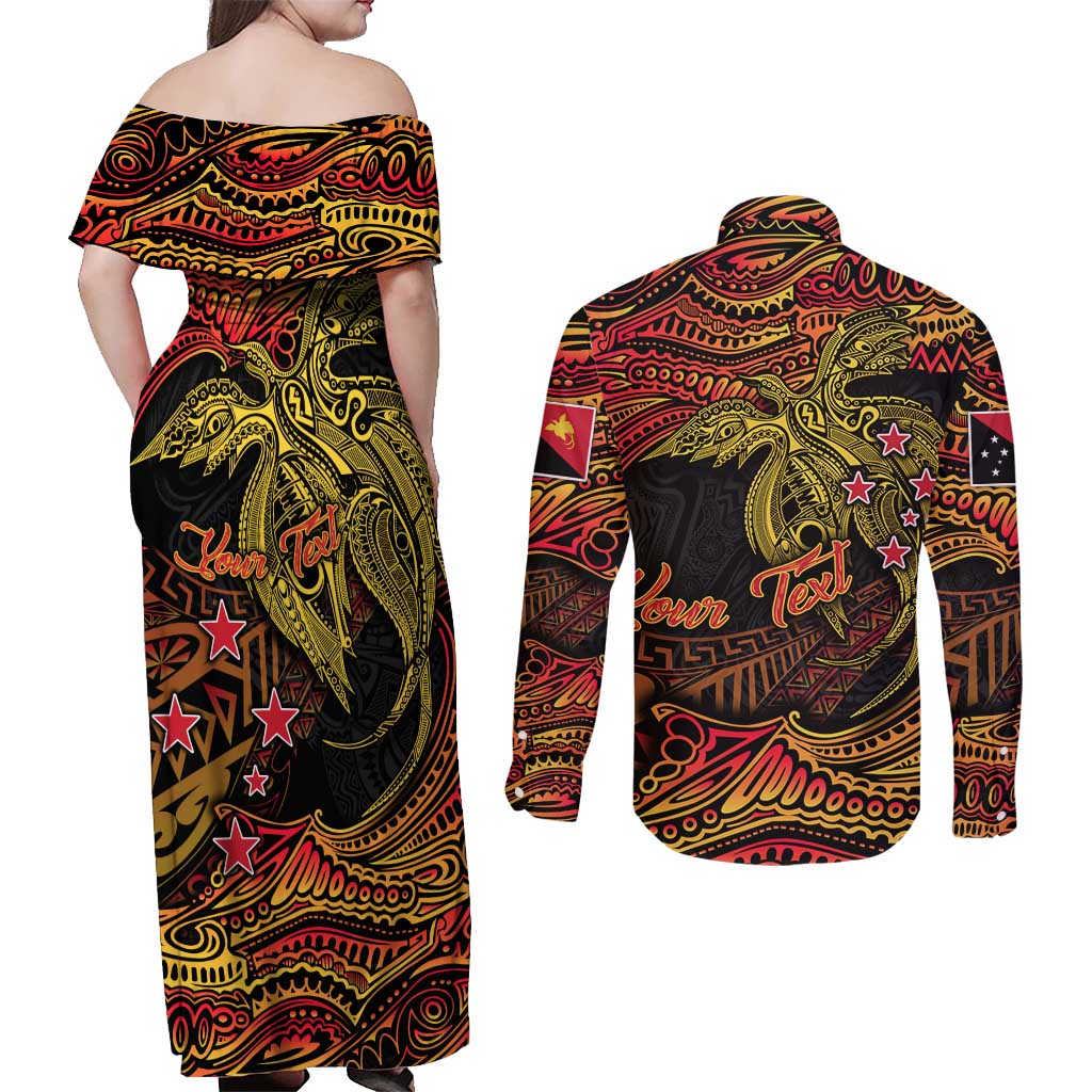 Papua New Guinea 50th Independence Day Couples Matching Off Shoulder Maxi Dress and Long Sleeve Button Shirt Culture Spirit and Sovereignty