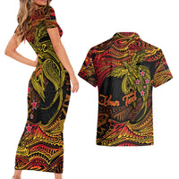 Papua New Guinea 50th Independence Day Couples Matching Short Sleeve Bodycon Dress and Hawaiian Shirt Culture Spirit and Sovereignty