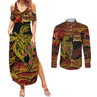 Papua New Guinea 50th Independence Day Couples Matching Summer Maxi Dress and Long Sleeve Button Shirt Culture Spirit and Sovereignty