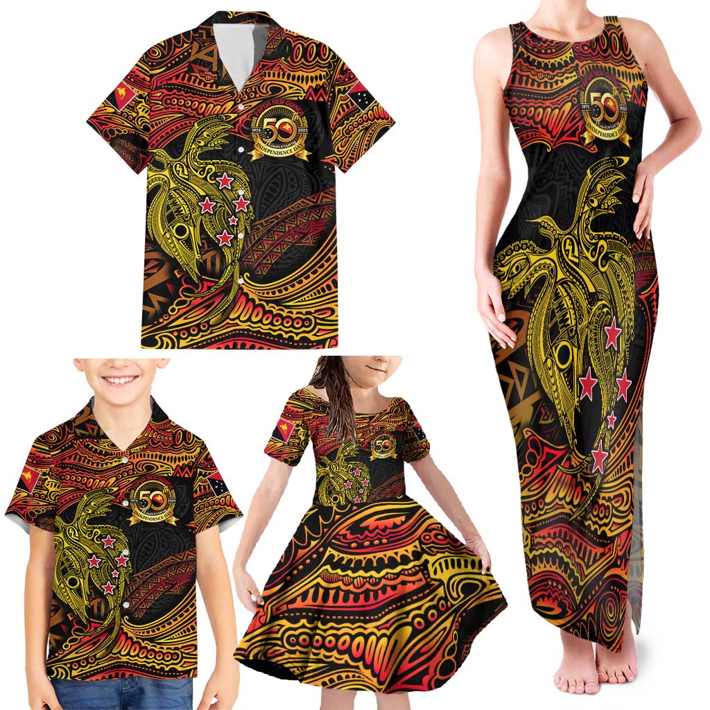 Papua New Guinea 50th Independence Day Family Matching Tank Maxi Dress and Hawaiian Shirt Culture Spirit and Sovereignty