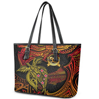 Papua New Guinea 50th Independence Day Leather Tote Bag Culture Spirit and Sovereignty