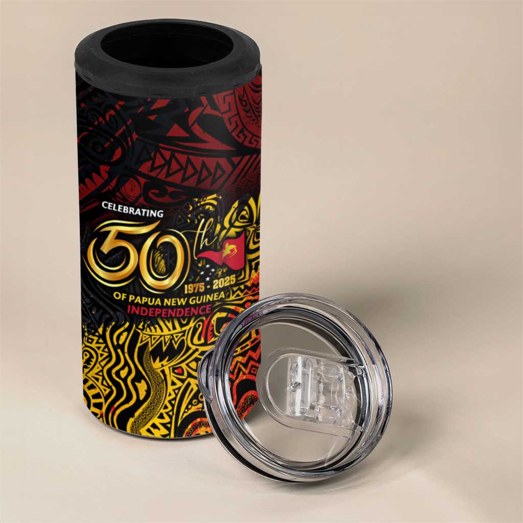 PNG 1975 - 2025 4 in 1 Can Cooler Tumbler Papua New Guinea 50th Independence Anniversary