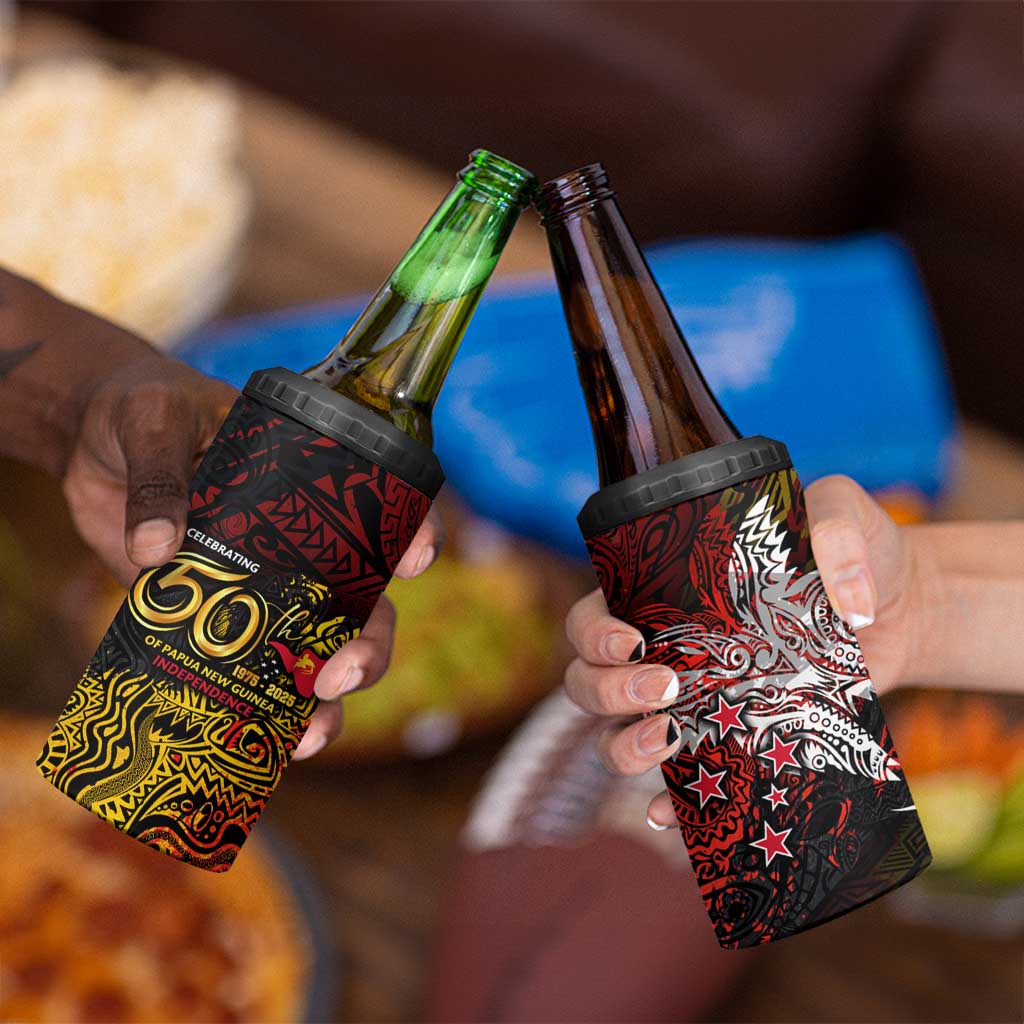 PNG 1975 - 2025 4 in 1 Can Cooler Tumbler Papua New Guinea 50th Independence Anniversary