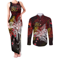 PNG 1975 - 2025 Couples Matching Tank Maxi Dress and Long Sleeve Button Shirt Papua New Guinea 50th Independence Anniversary
